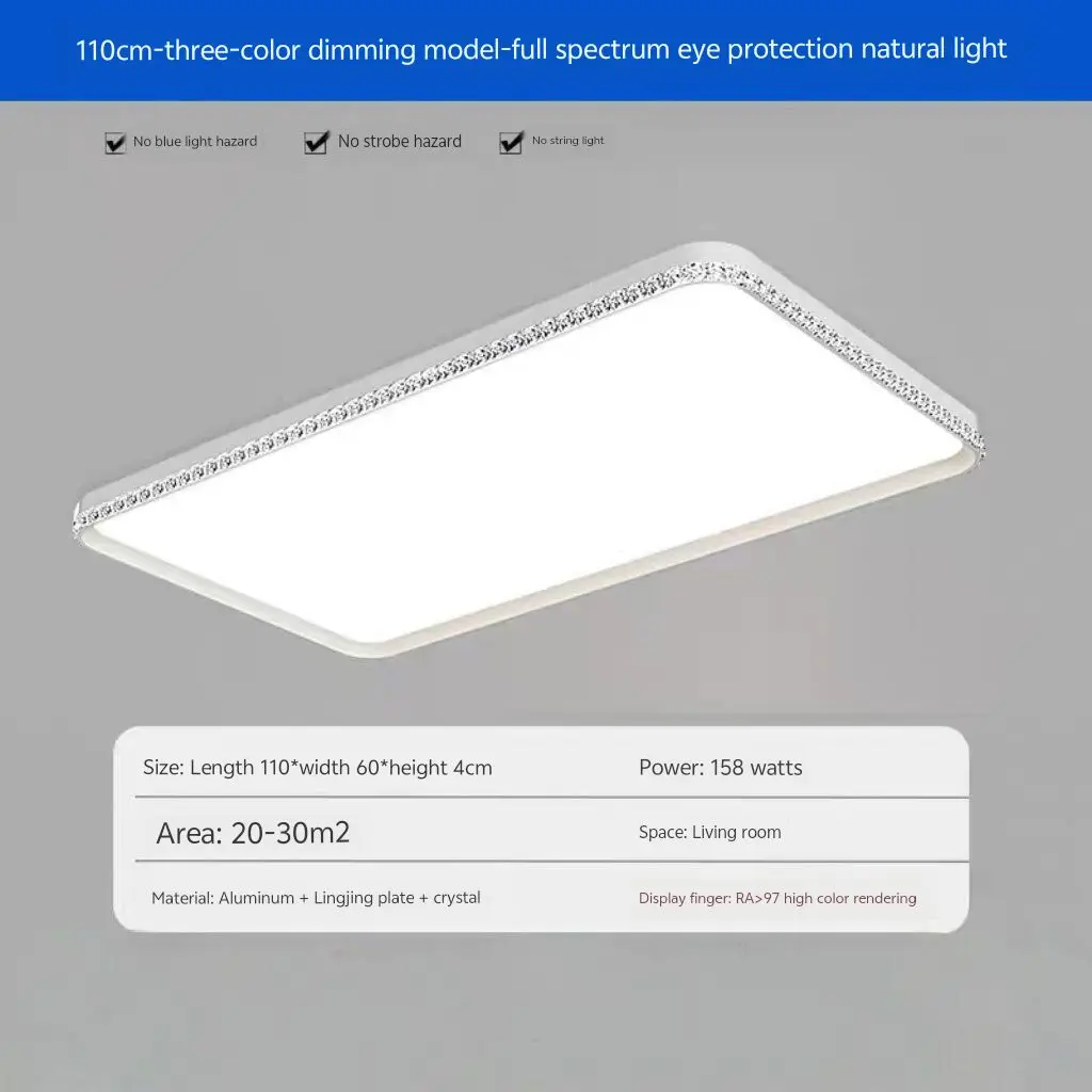 New seamless high end ceiling lamp, crystal main light for the living room, hall decorative light, minimalist eye friendly lamp