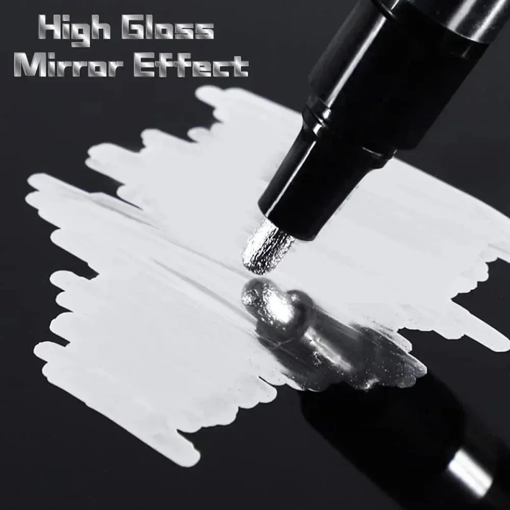 1-12 Stück Chrom-Spiegelmarker-Set Wasserfeste DIY Reflektierende Farbstifte Gold Silber Marker Modellmalerei Kunstmarker Zubehör – Detail 6