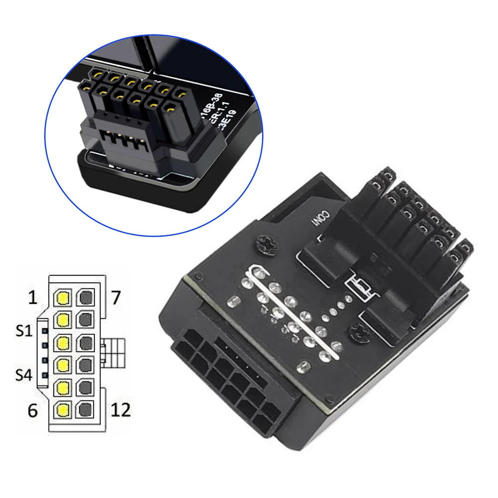 Cablecc ATX3.0 PCI-E 5.0 12VHPWR Connector 12+4P Power Modular Male to Female Adapter Angle for 3080 3090TI PSU Graphics Card