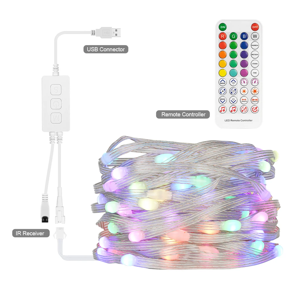 10m DC5V WS2812B LED String Party Birthday Lights Decoration BT Music Control Room Decor Led Light Outdoor Waterproof IP67