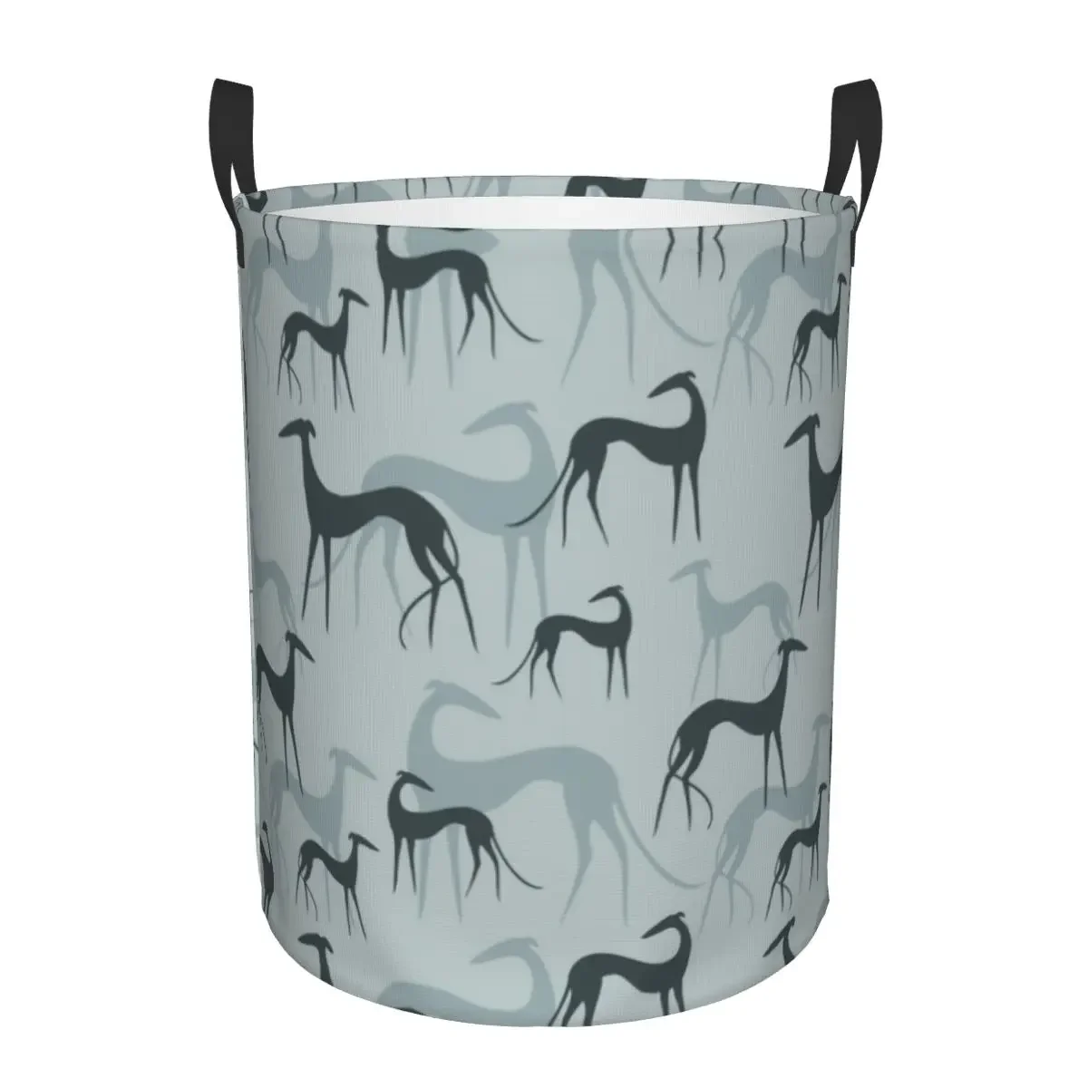 Custom Greyhound Galgos Dog Laundry Basket Collapsible Whippet Sighthound Clothes Hamper for Nursery Kids Toys Storage Bin