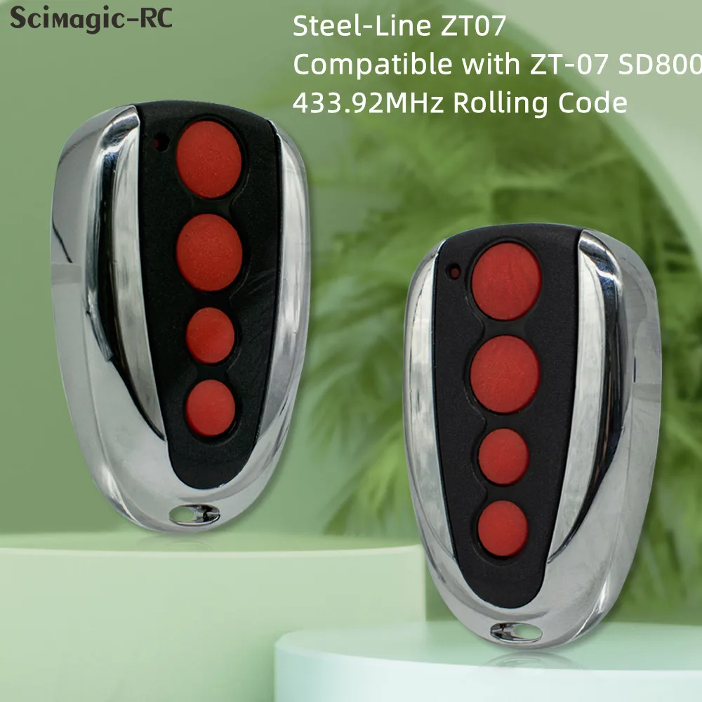 For Steel Line ZT-07 SD800 Garage Door Remote Control 433.92Mhz Rolling Code 4 Buttons Metal & ABS Replacement Gate Transmitter