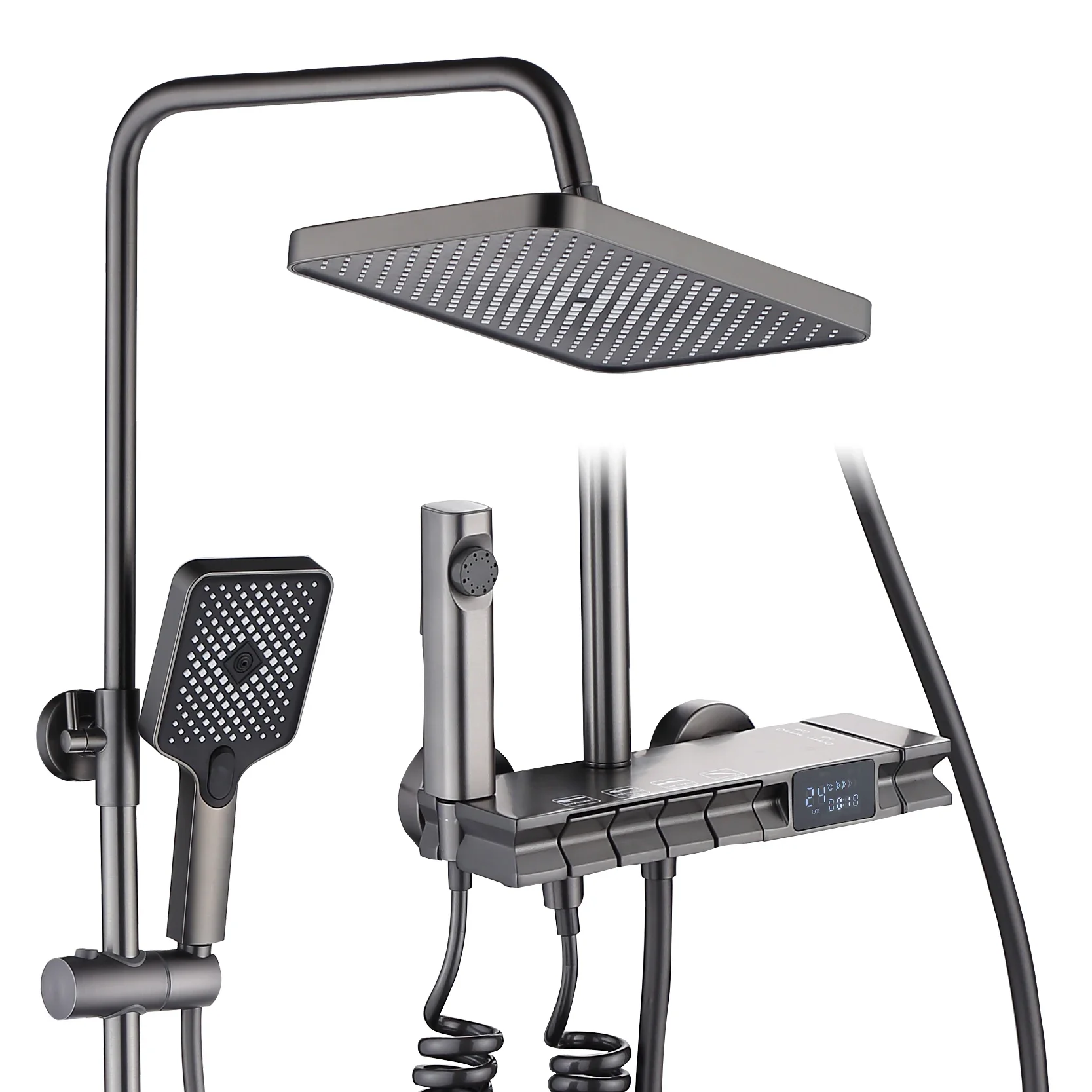 

YYHC-Bathroom Black Brass Shower Faucet Hot and Cold Shower System Rain Shower Set