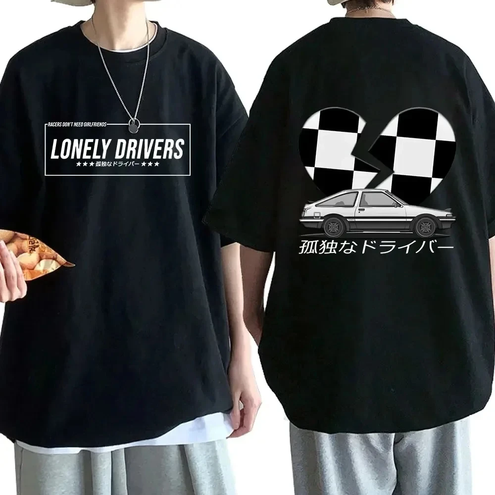 Anime Drift AE86 Initial D Double Sided T Shirt O-Neck Short Sleeves Summer Unisex R34 Skyline GTR JDM Manga T-Shirts 71775