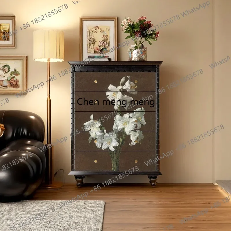 07 Medieval solid wood chest of drawers, living room, porch cabinet, bedroom wall storage locker