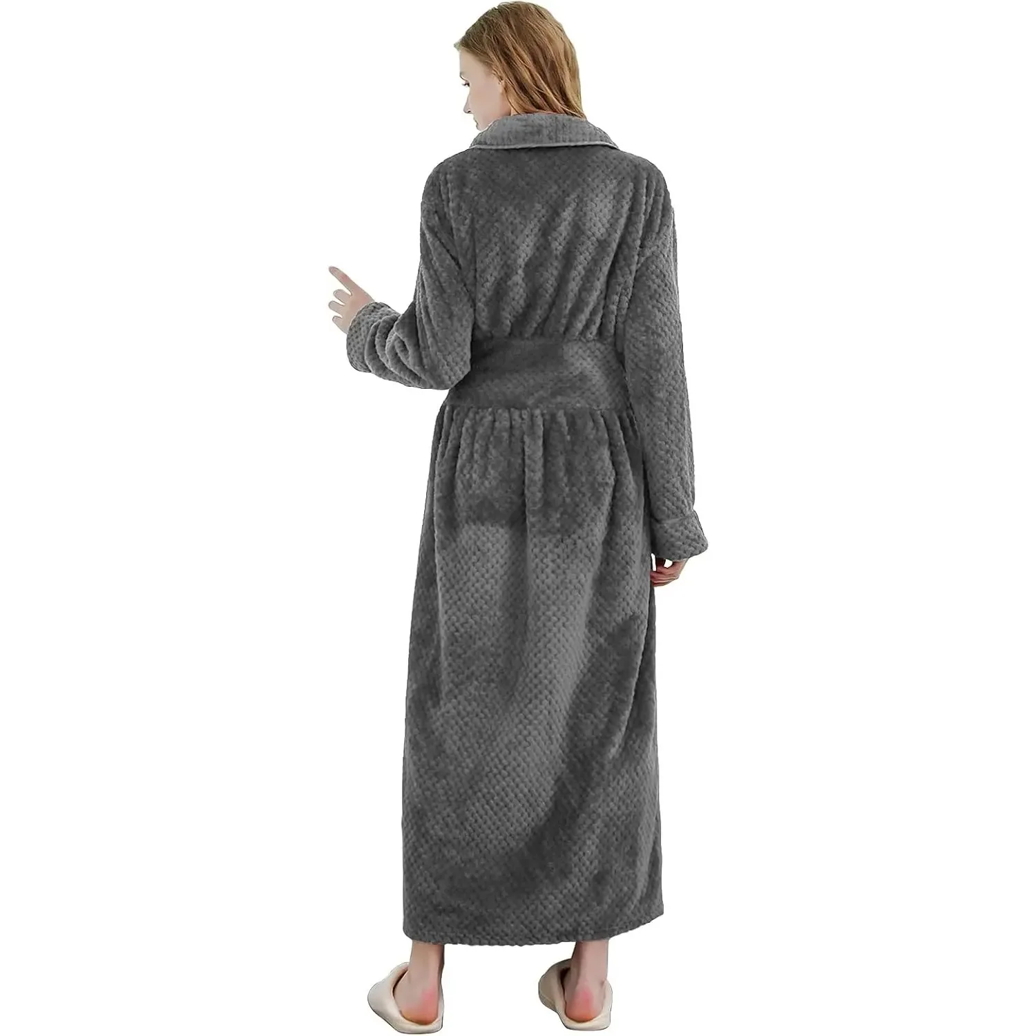 Loose Long Thick Bath Robe Hooded Winter Thick Women Bathrobe Flannel Terry Warm Comfortable Sleepwear for Female Dressing Gown