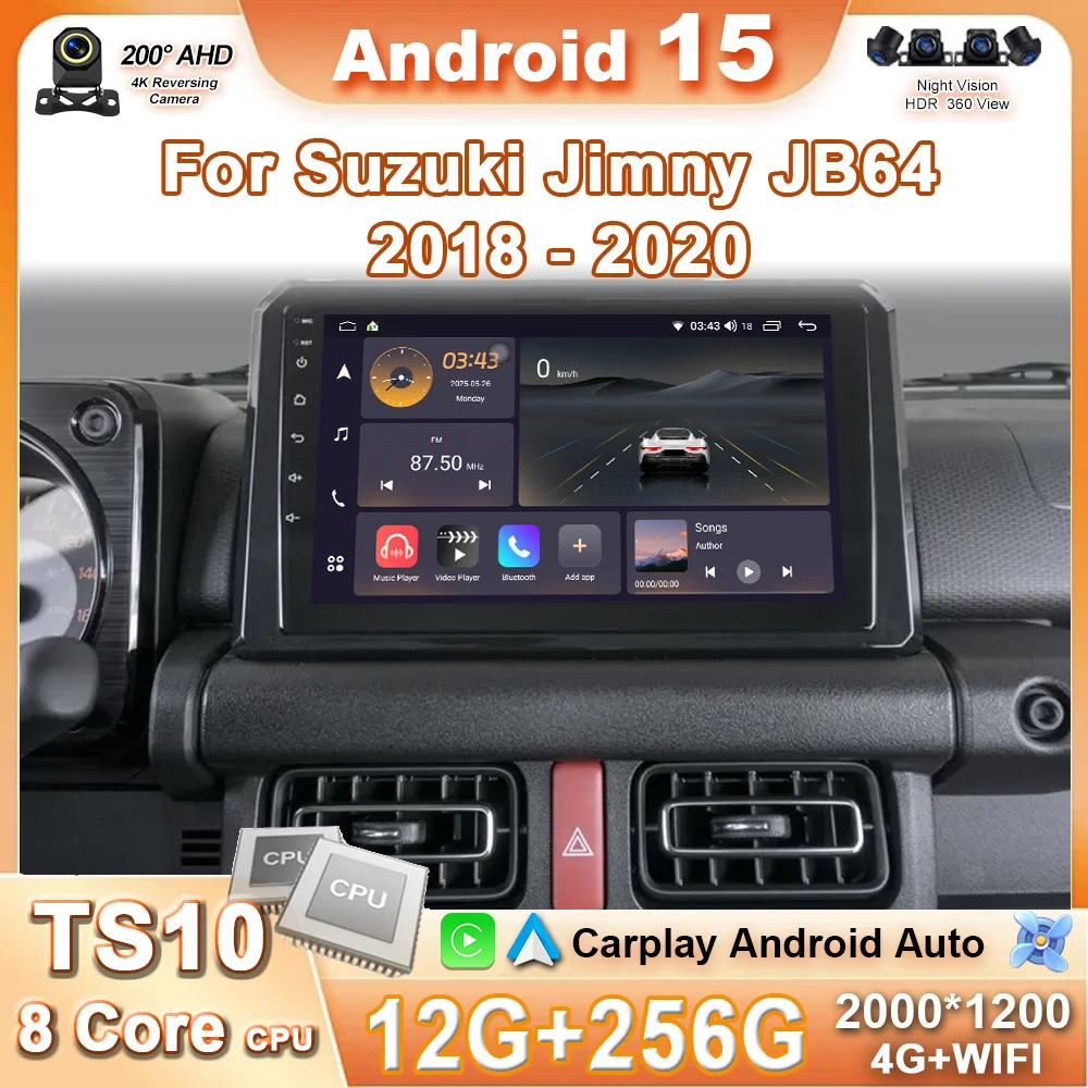 Android 15 Carplay For Suzuki Jimny JB64 JB74 2018 2019 2020 Antoradio Car Multimedia Stereo Player GPS Navigation 4G+Wifi DSP