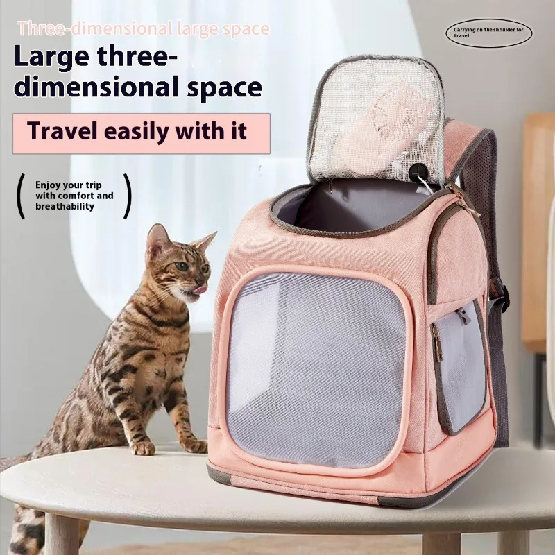 

Вентилируемый рюкзак для кошек со встроенным вентилятором, портативная переноска для домашних животных для путешествий на открытом воздухе, прочный рюкзак для собак из ткани Оксфорд