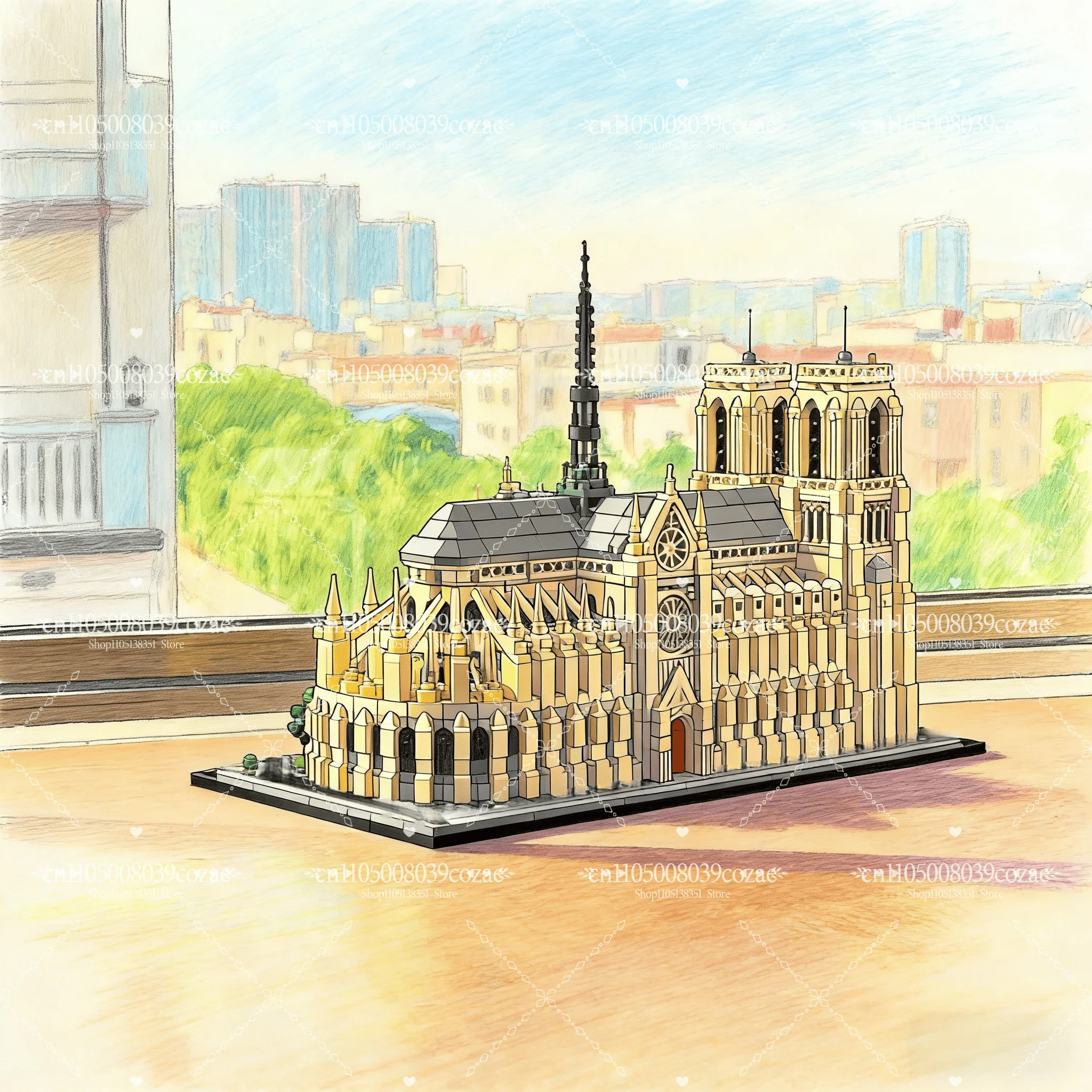 

Moc 4383 шт., горячая игрушка, Парижская достопримечательность, строительные блоки, архитектурная модель-головоломка для праздника, подарки на Рождество, день рождения