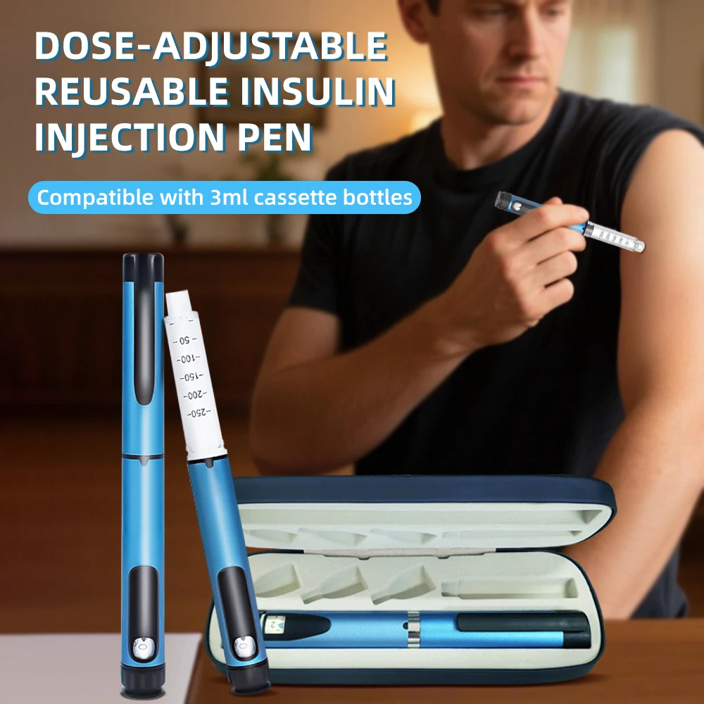 Reusable 60 Units Peptide Insulin Pen for 3 mL Standard Cartridge Vials with Packaging Box (Without Cartridge and Needle)