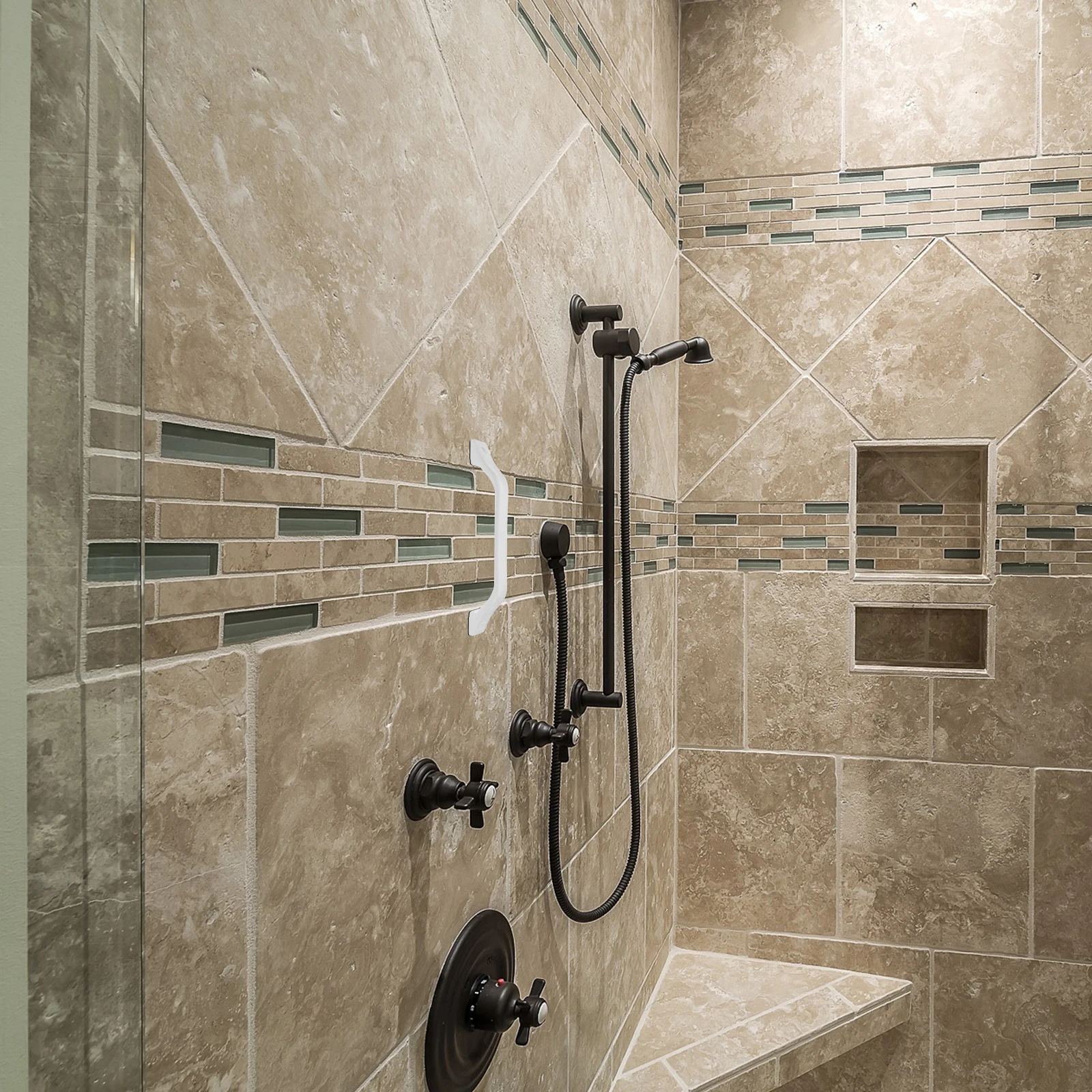 

1 set 1 Set Plastic Bathroom Handrail Non-Skid Safety Support Thickened Handle For Elderly Bathtub Shower Trailer Camper Rv Use