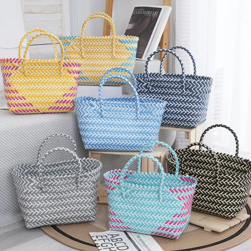 

Woven Bag, Fashionable Vegetable Basket, Shopping Basket, Home Handbag, Handbasket, Bath Basket, French Holiday Bag