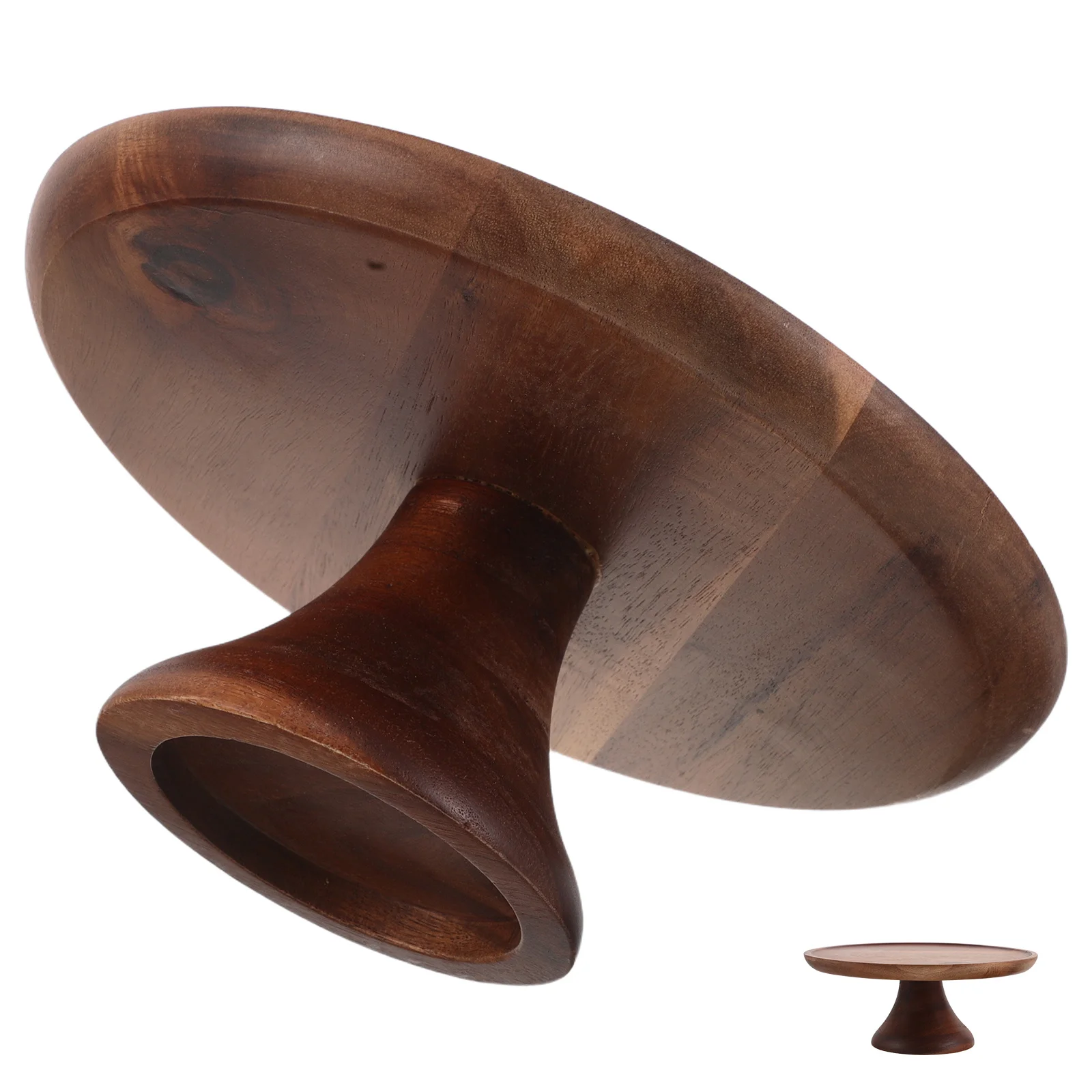 

Acacia Wood Serving Tray Round Footed Cake Stand Dessert Display Fruit Snack Cupcake Dining Table Centerpiece Wood Platter