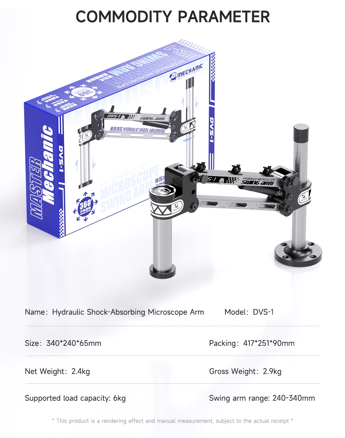 MECHANIC DVS-1 Hydraulische Schokabsorberende Microscoop Zwenkarmstandaard Verstelbare Anti-Shake Beugel voor Telefoon PCB Soldeerreparatie