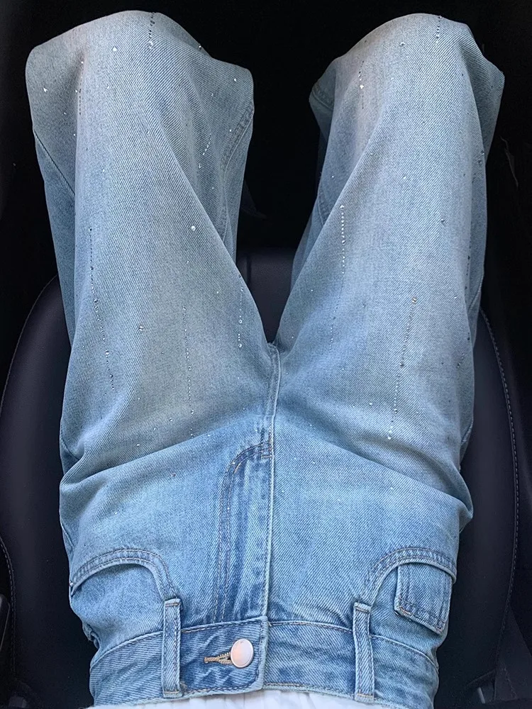 Baggy Jeans Y2K Woman Cropped Ankle Length Short Capri Regular Cut Light Thin Everyday Office Work Business Casual Comfortable