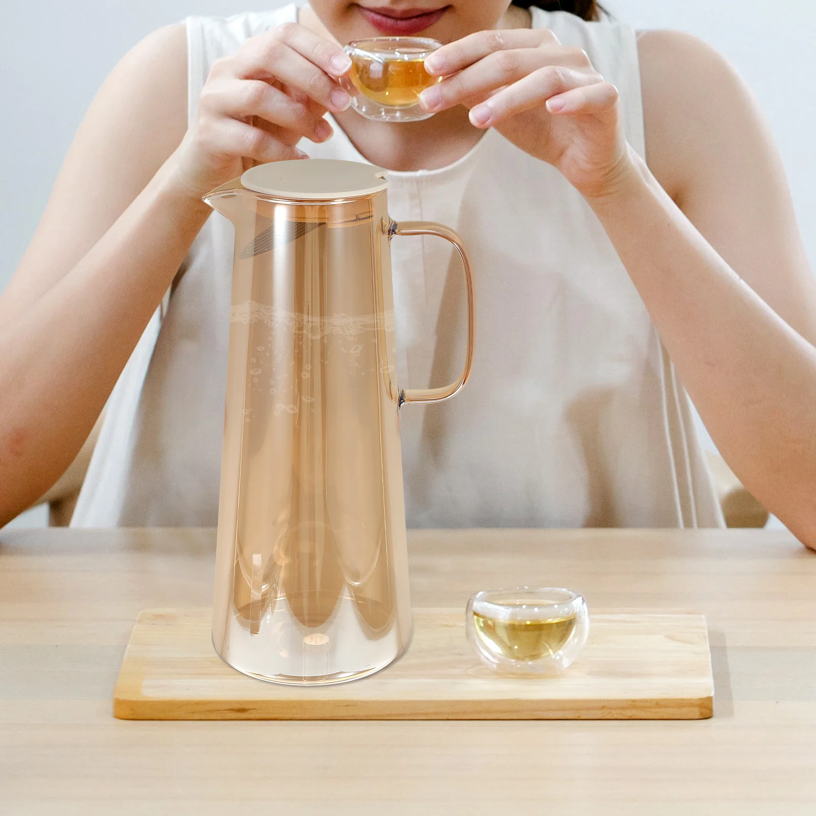 إبريق الماء البارد من الفولاذ المقاوم للصدأ، تصميم أنيق، مقبض مريح، حاوية مشروبات الشاي، إبريق المشروبات المنزلية