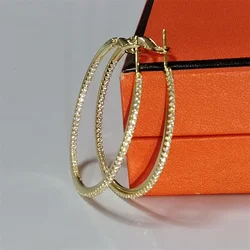Senlissi -585 Rose Diamond Hoop Earrings Real Money 925 Sterling Silver Original Fashion Earring Cерьги Kольца Rings rose Gold