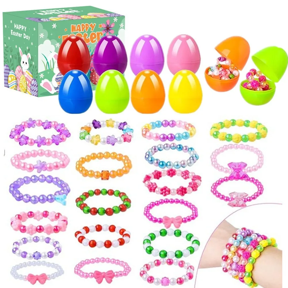 

12/13/24/48/100pcs Hunt Egg Easter Eggs Colorful Filled Gift Surprise Eggs Car Chain Bracelet Fillable Opening Eggshell Kid Gift