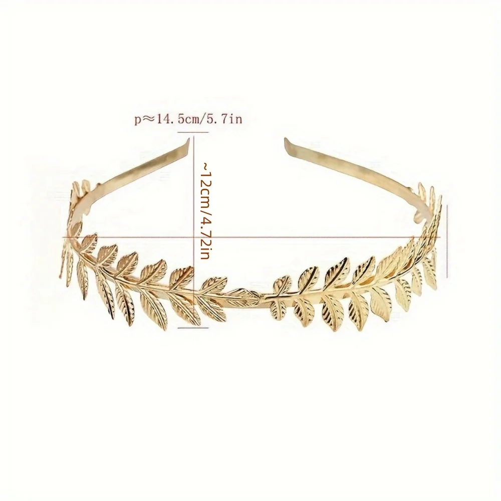 Bride Wedding Hair Accessories Greek Gold Color Leaf Headbands for Women Roman Diadem Crown Tiaras Headpiece Headdress