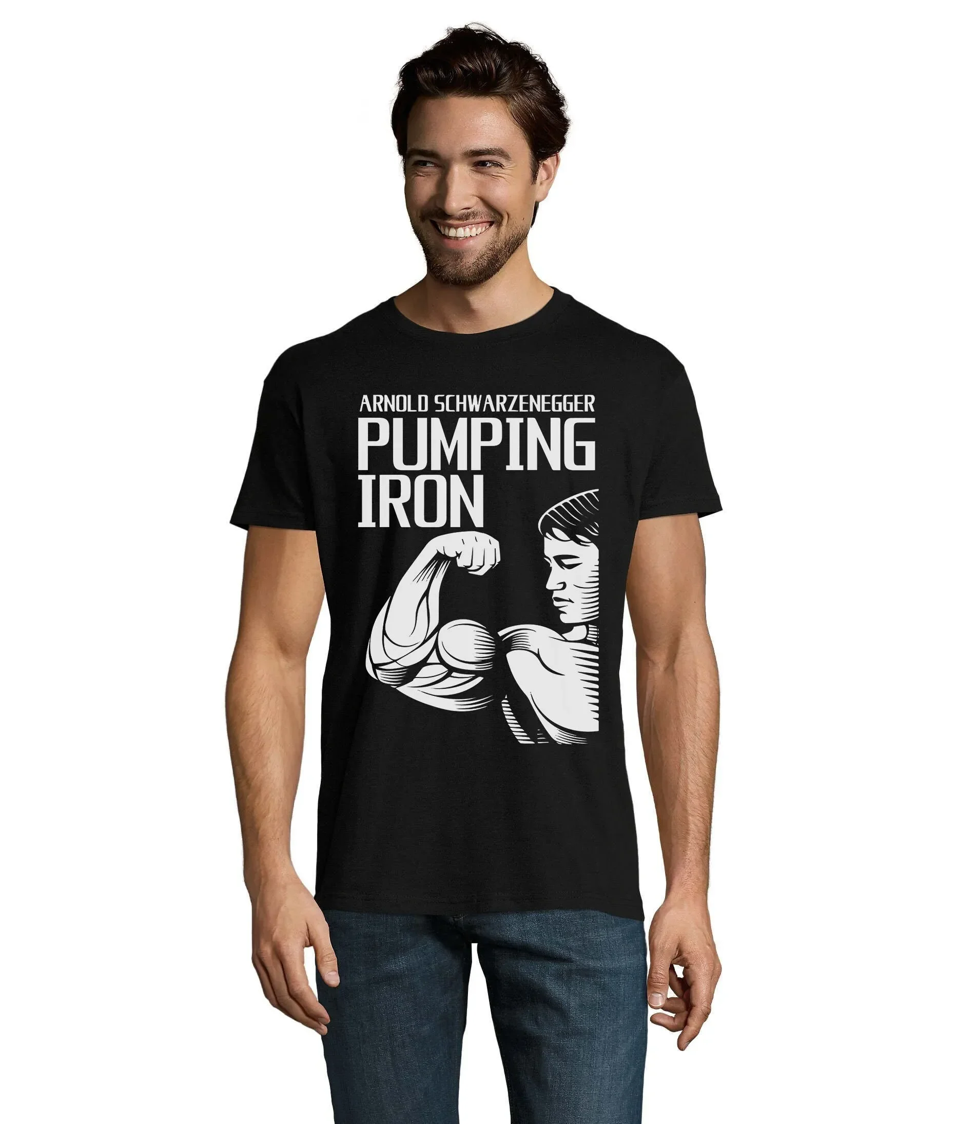 Arnold Pumping Iron Golden Era Bodybuilding Men'S Cotton T Shirt