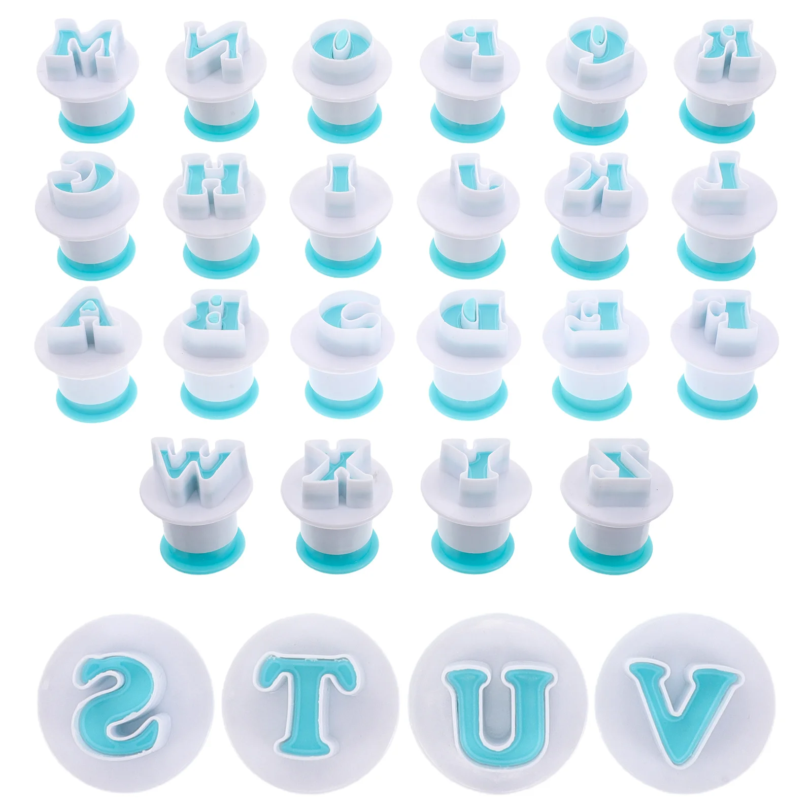 

26 Pcs Baking Tools Carrot Fondant Molds Fudge Candy Letters for Cake Decorating Compact Cookie Sky-blue