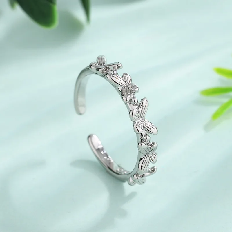 925 Sterling Silver Butterfly Adjustable Rings For Women Luxury Original Paired Jewelry Jewellery Prevent Allergy Dropshipping
