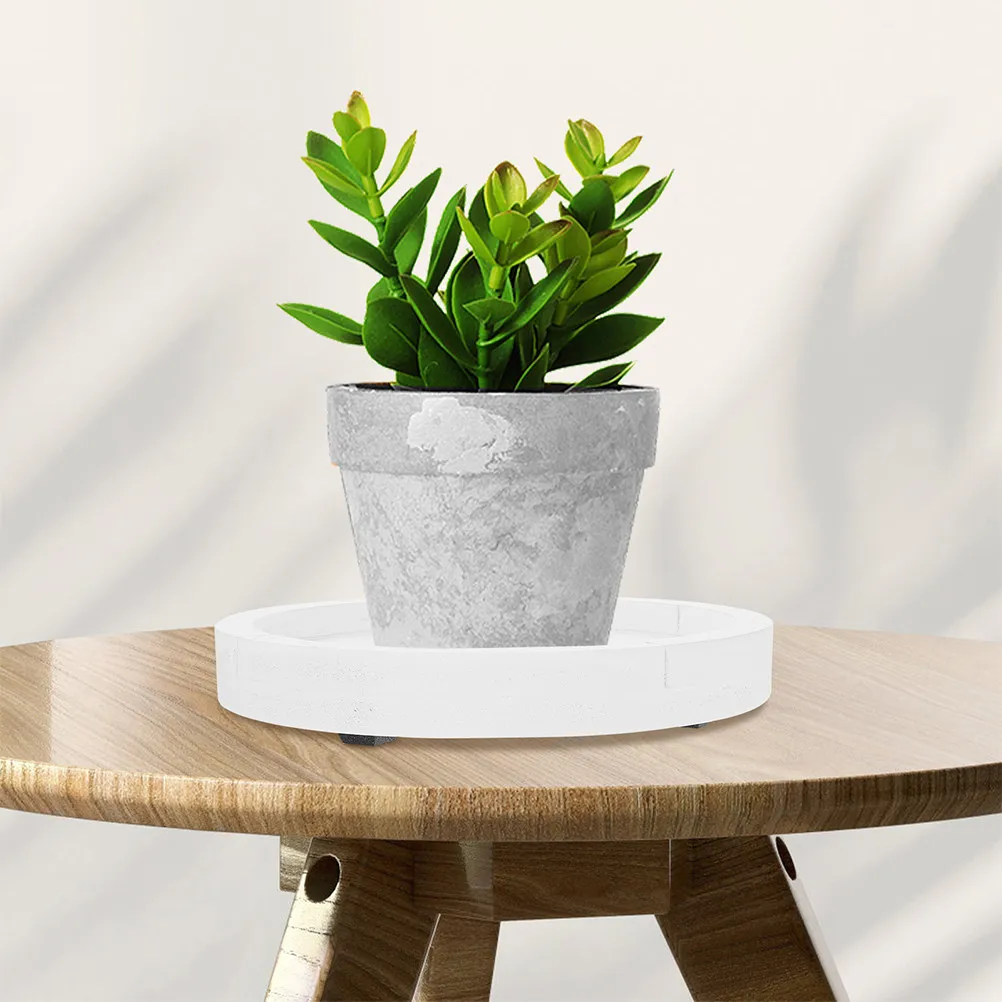 White Round Thickened Cement-Like Planter Tray for Indoor Plants Water Catcher Drip Saucer Humidity Pebble Tray Decorative