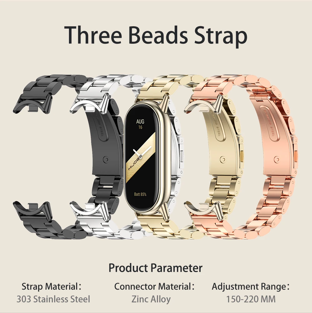 Ремешок для Mi Band 10 9 8, металлический ремешок для часов для Mi Band 10, браслет Mi Band 9, браслет Mi Band 8, ремешок в деловом стиле