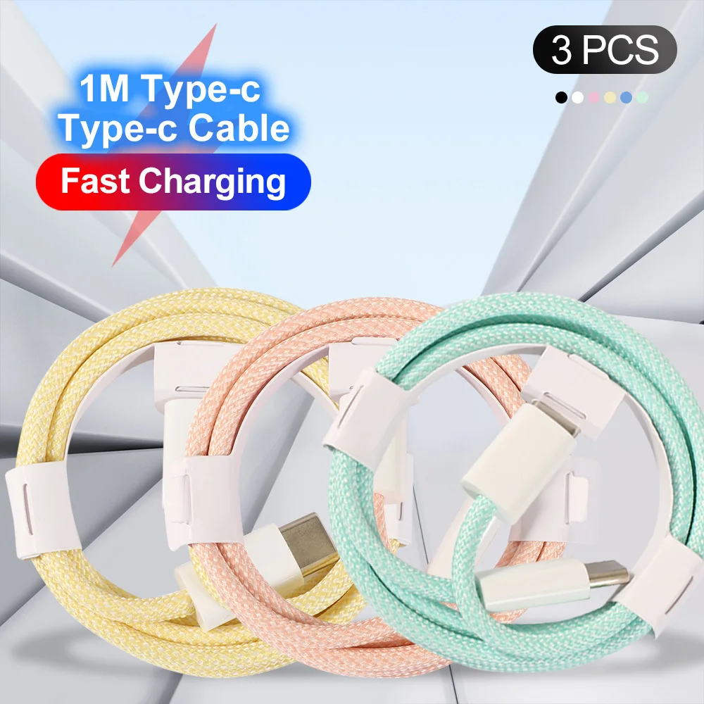 USB-C auf mehrfarbiges Typ-C-Kabel, schnelles Aufladen für iPhone 17 16 15 Pro, Huawei Samsung Xiaomi Typ C-Webkabel-Zubehör