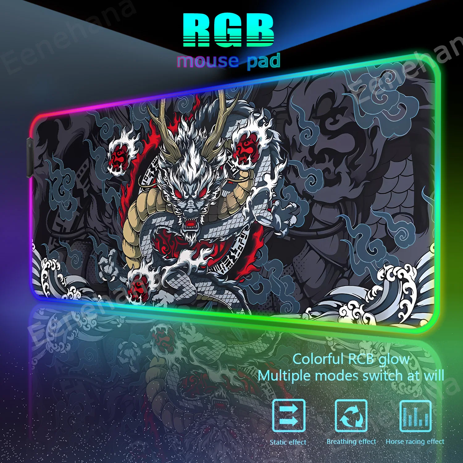 

RGB Art Dragon Mouse Pad Large Office Desk Mat Gamer Mousepad Gaming non-slip Mouse Mat Computer Mechanical keyboard Desk Pad