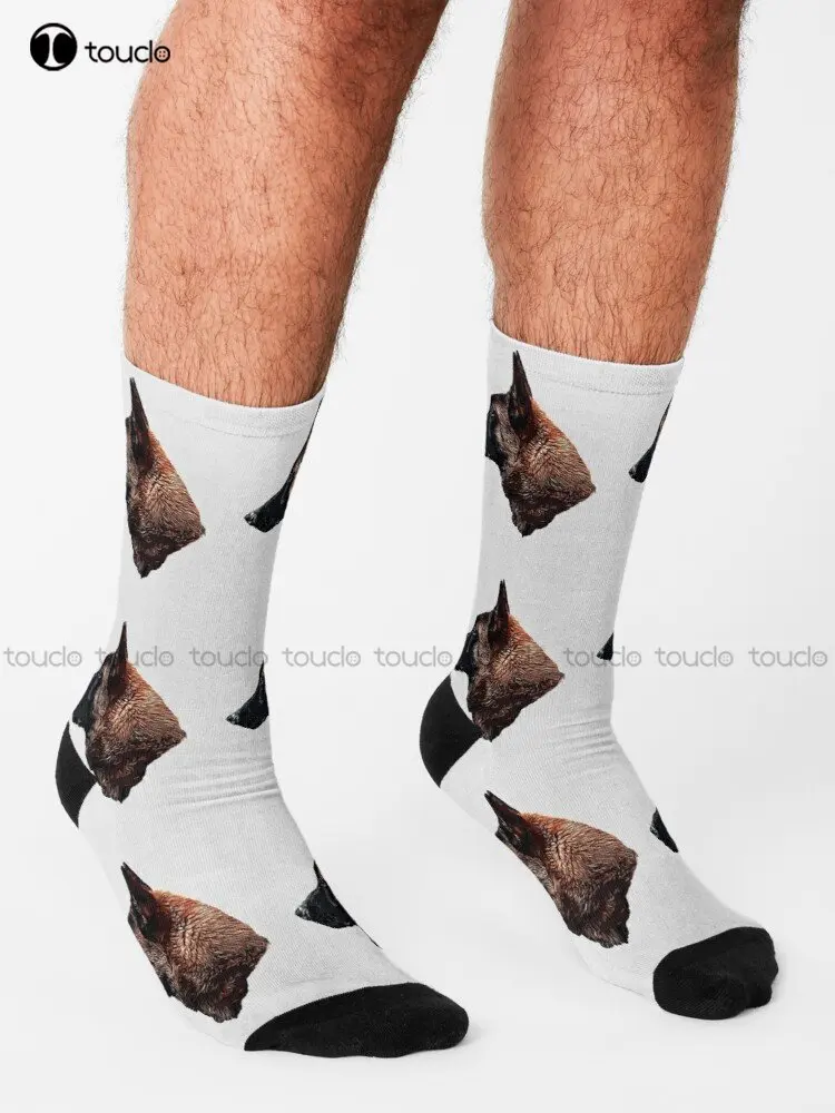 Belgian Malinois Puppy Dog Dogs Working Dog Socks Womens Black Socks Personalized Custom Unisex Adult Teen Youth Socks Cartoon