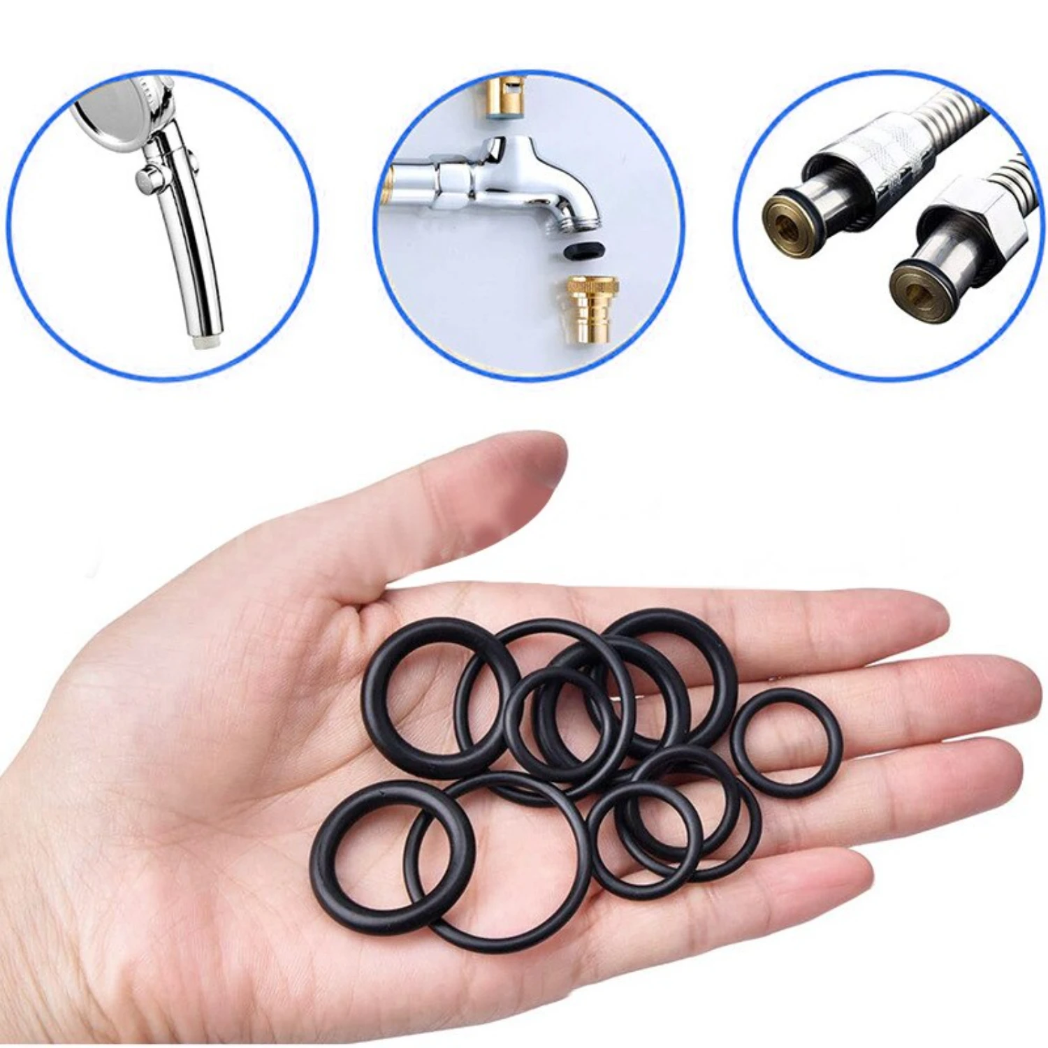 200pcs Rubber O-ring Boxed  Faucet Hose Connector Seal Valve Water Proof Machine Oil Proof Washer Combo Set Accessories