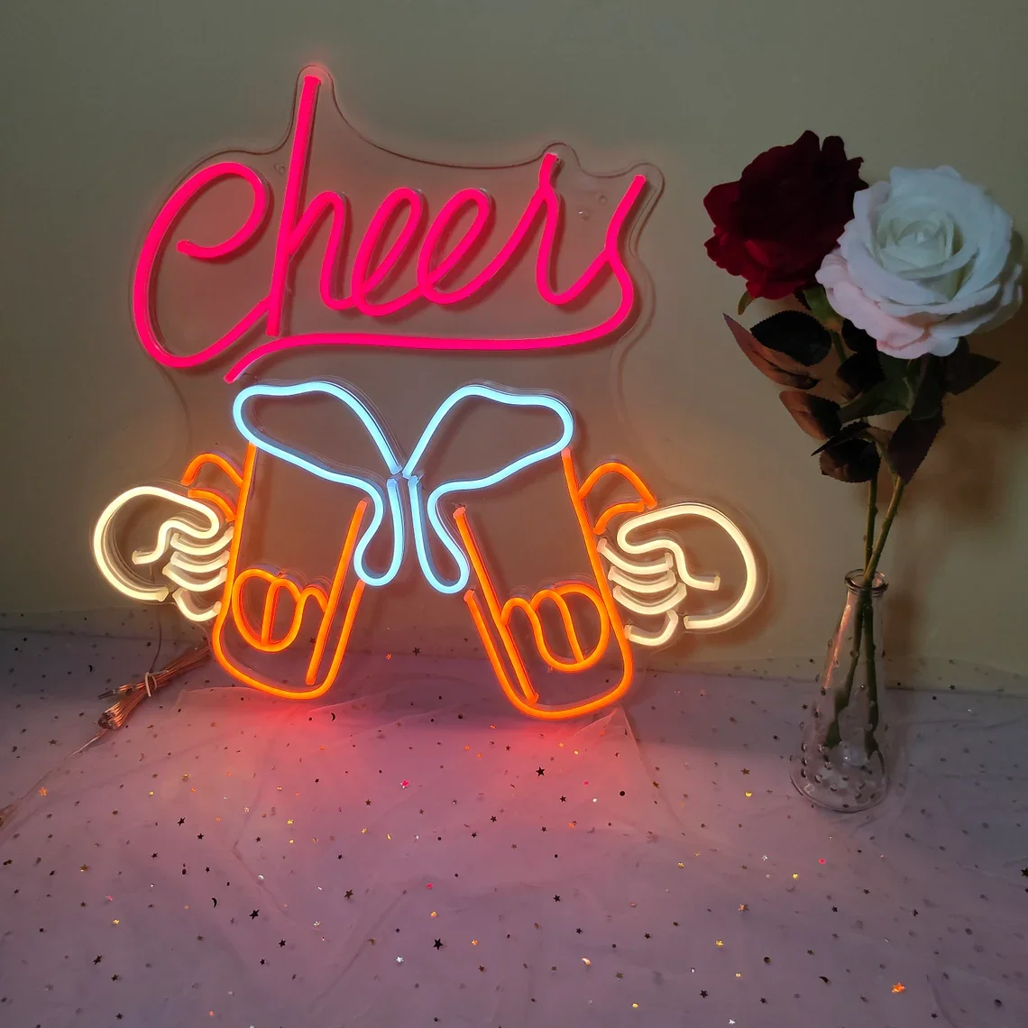 

Cheers Neon Signs Lights Beer Bar Party Wall Decoration Custom Wedding Sign LED Gift Room Home Decor