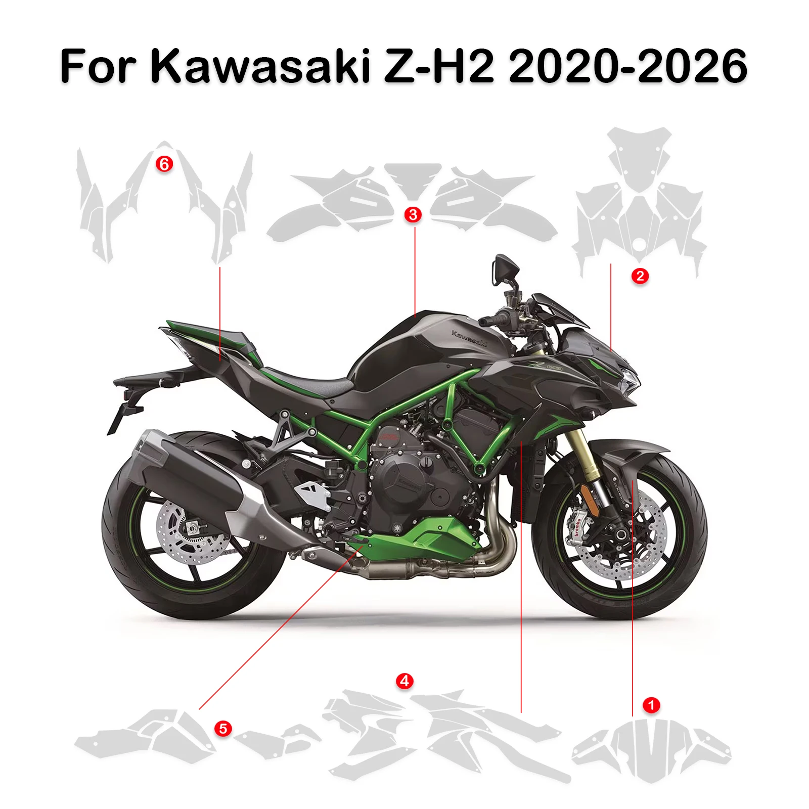 

2026 For Z H2 SE TPU Paint Protection Film Motorcycle Protective Film Fairing Anti-scratch For Kawasaki Z H2 PPF Body Protective