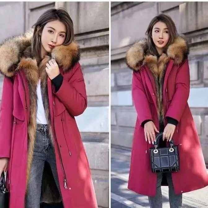 Chic Pai Overcome Winter Plus Velvet Thick Warm Parka High-End Detachable Liner Hooded Cotton-Padded Coat Women's Overcoat