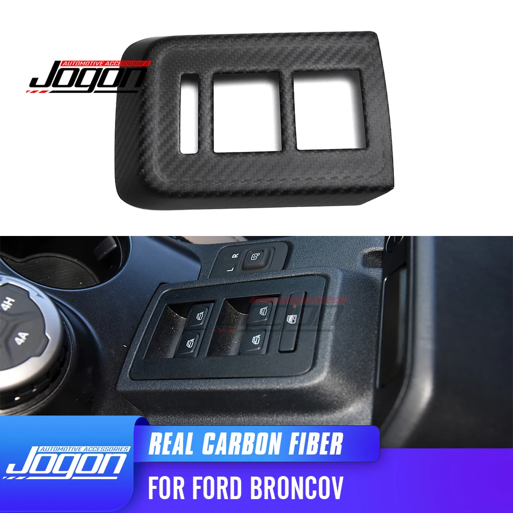 For Ford Bronco Raptor Outer Banks 2021-2025 Carbon Fiber Car Interior Window Console Lift Switch Button Cover Trim Accessories