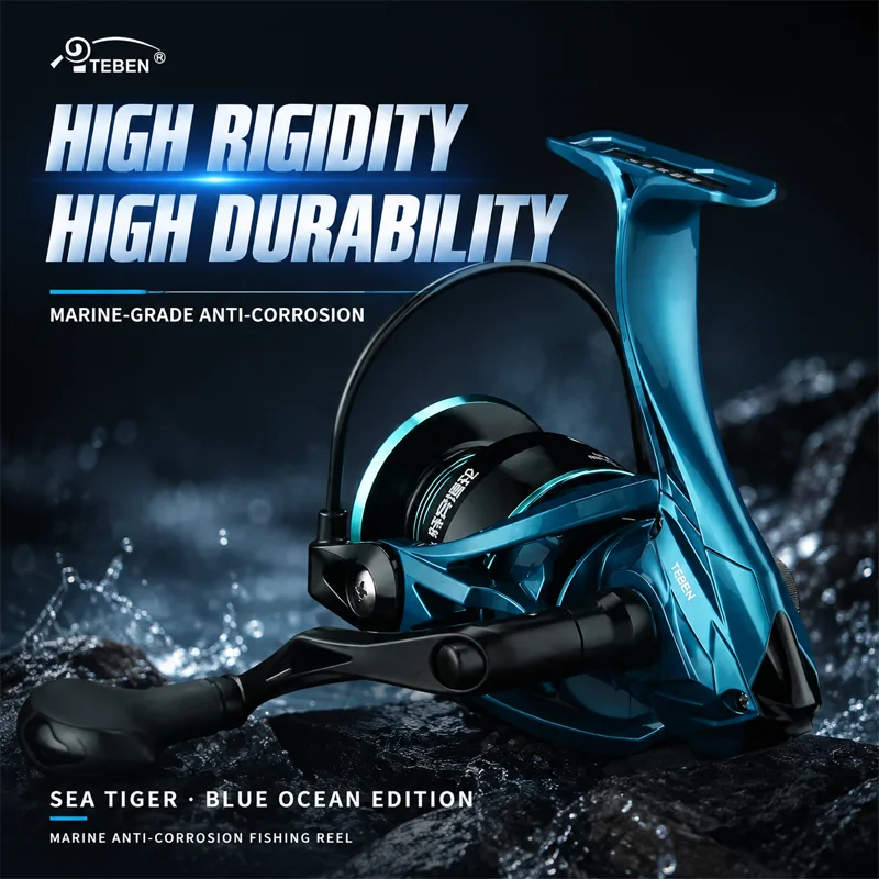 TEBEN Sea Tiger Blue Sea Saltwater Long Casting Spinning Reel Economical Corrosion Resistant Metal Fishing Reel