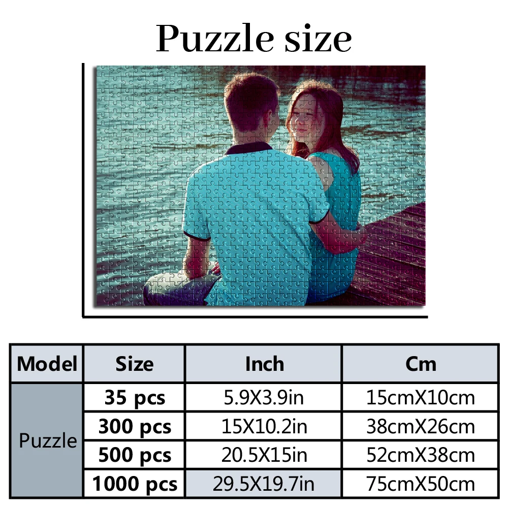 Personalized Custom Photo Puzzle Customize Lake Side Couple Back View Puzzle Wooden/cardboard for Adults DIY Toys Decoration