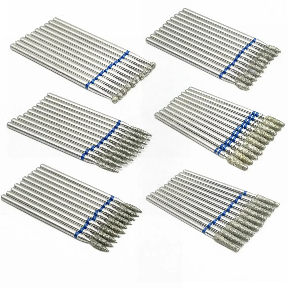 10pcs Nail Milling Cutter Set Diamond Stone Electric Manicure Drills Nail Drill Cuticle Clean Bits Burr Accessories Nail Art