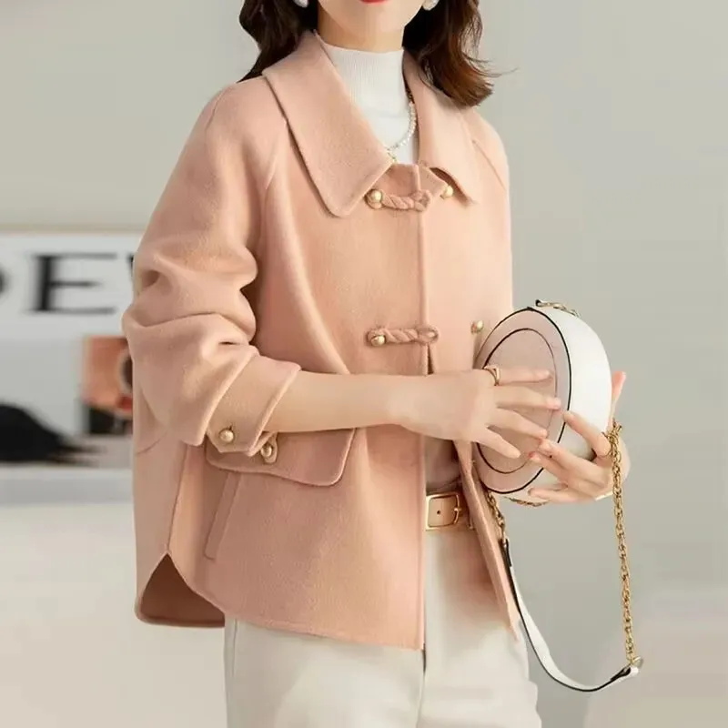 

Женская короткая шерстяная куртка, осень-зима 2026, новое корейское модное двустороннее шерстяное пальто, женская свободная верхняя одежда с карманами, топы B1382