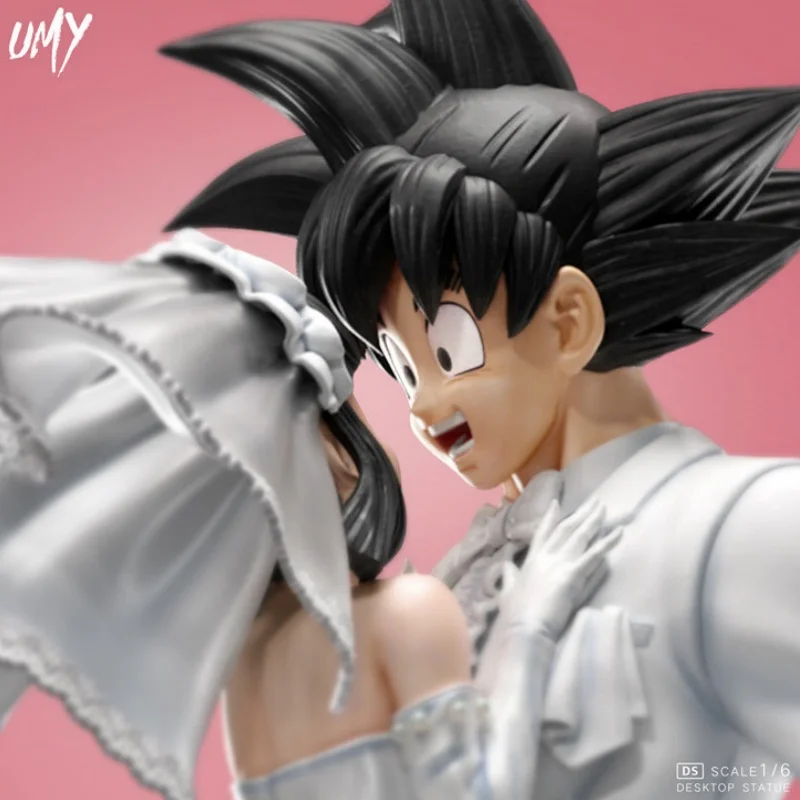 Nueva figura de anime Dragon Ball Z Son Goku Chichi versión de boda wukong qiqi muñecas en miniatura de PVC colección de juguetes adorno de pastel de boda