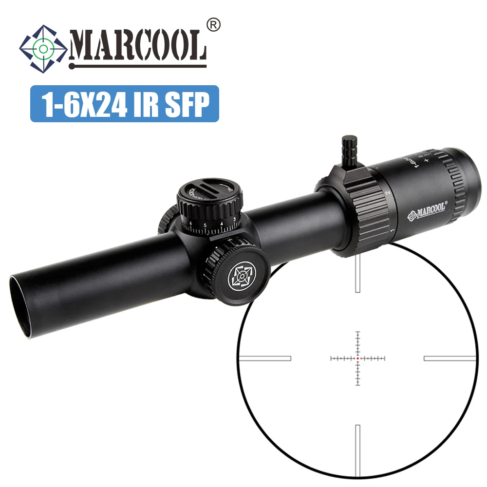 

Marcool 1-6x24 IR Tactical Compact Hunting Scope 30mm Tube Glass Ethched Reticle Illuminated Red Dot Shockproof Riflescope