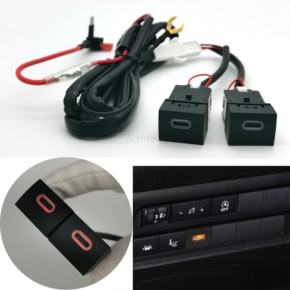 

Car Dual Type-c PD Charger Socket Charging Outlet Power Adapter Interface Socket For Mitsubishi Outlander 2023