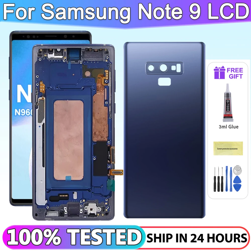 100% Test For Samsung Note9 LCD Display Touch Screen Digitizer Assembly For Samsung Note 9 N960F N960U N9600 LCD Frame