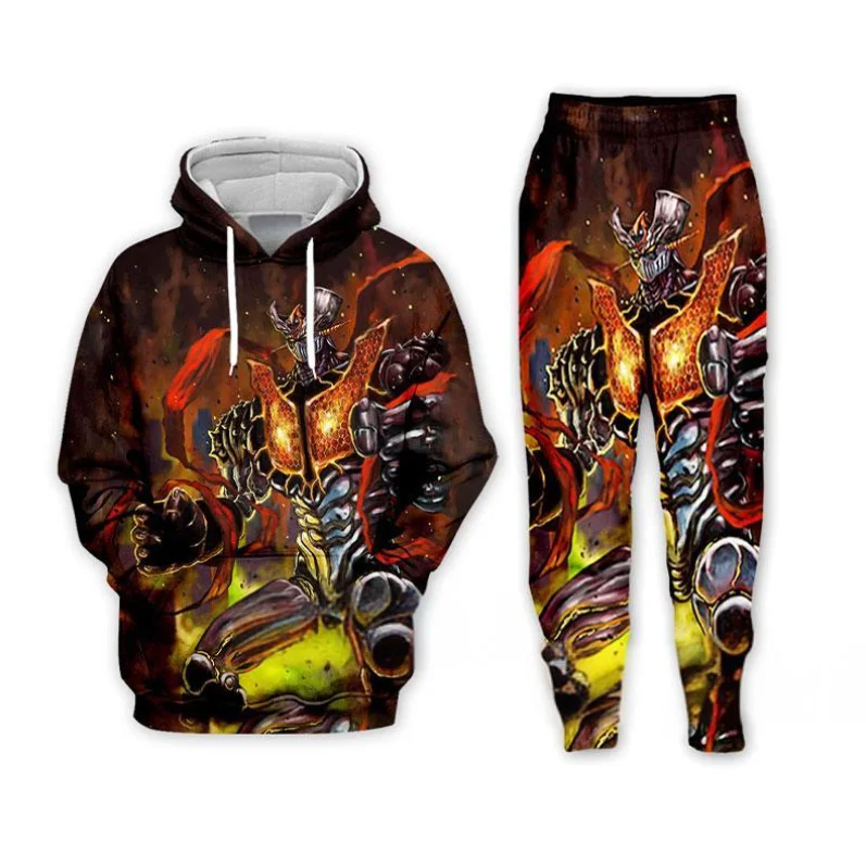 Anime Mazinger Z 3D impreso Sudadera con capucha traje hombres sudaderas con capucha pantalones de chándal Casual moda dos piezas conjunto de chándal ropa de hombre