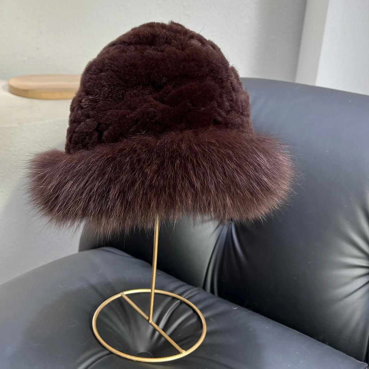 ICYMI Winter Real Fur Hat Women Warm Knitted Genuine Real Rabbit