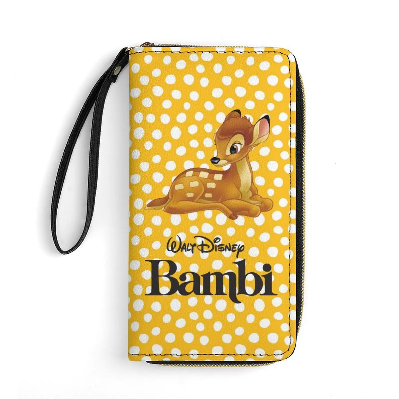 Bambi Leather Wallet Disney Licensed Customizable Personalized Design Your Pattern Portable Purse Double-sided Printing