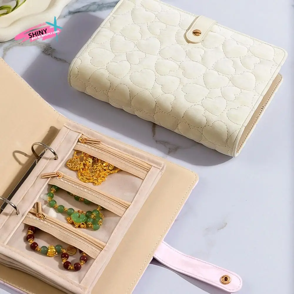 

Leather Jewelry Storage Book Love Heart Transparent Jewelry Packaging Brochure Partition Loose Leaf Necklace Binder Display