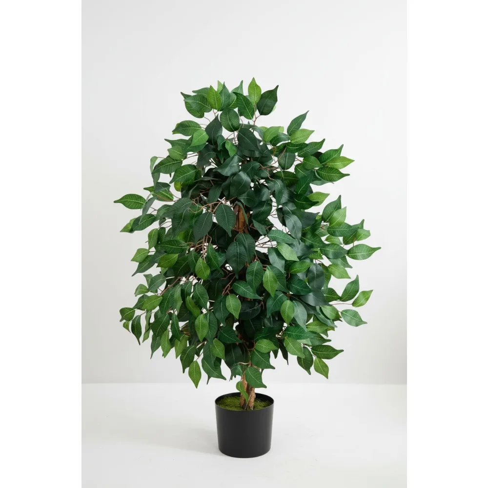 

Искусственное фикусное дерево длиной 3 фута с стволами из натурального дерева, искусственное комнатное растение для декора домашнего офиса в черном горшке