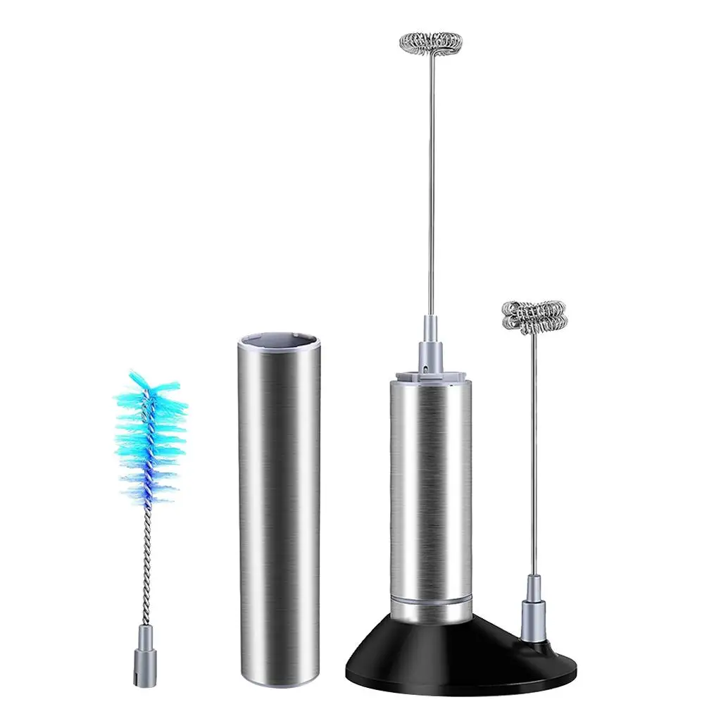 ミルク泡立て器-ハンドポンプフォーマー-スタンド付き-ミニ電動コーヒー泡立て器-家庭用ベーキングドリンク用